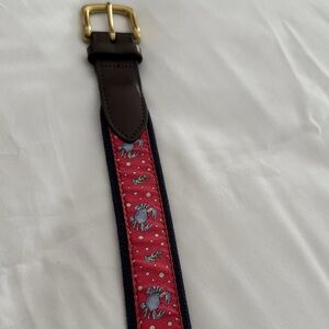Vineyard Vines Red and Brown Crab Pattern Belt